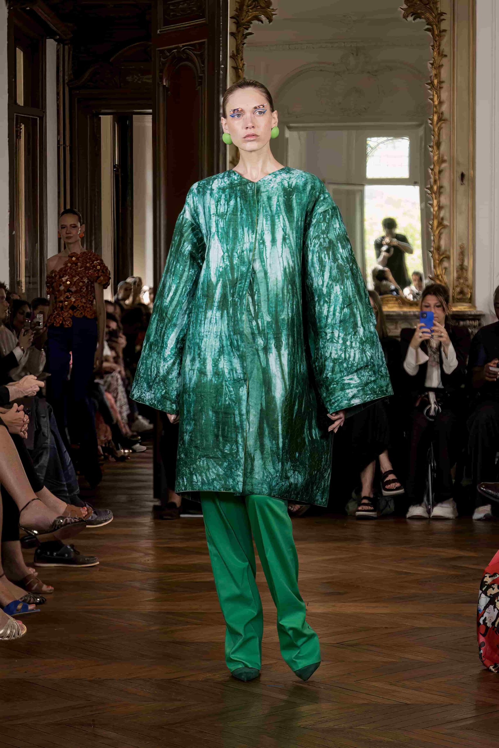 Haute couture green coat Imane Ayissi
