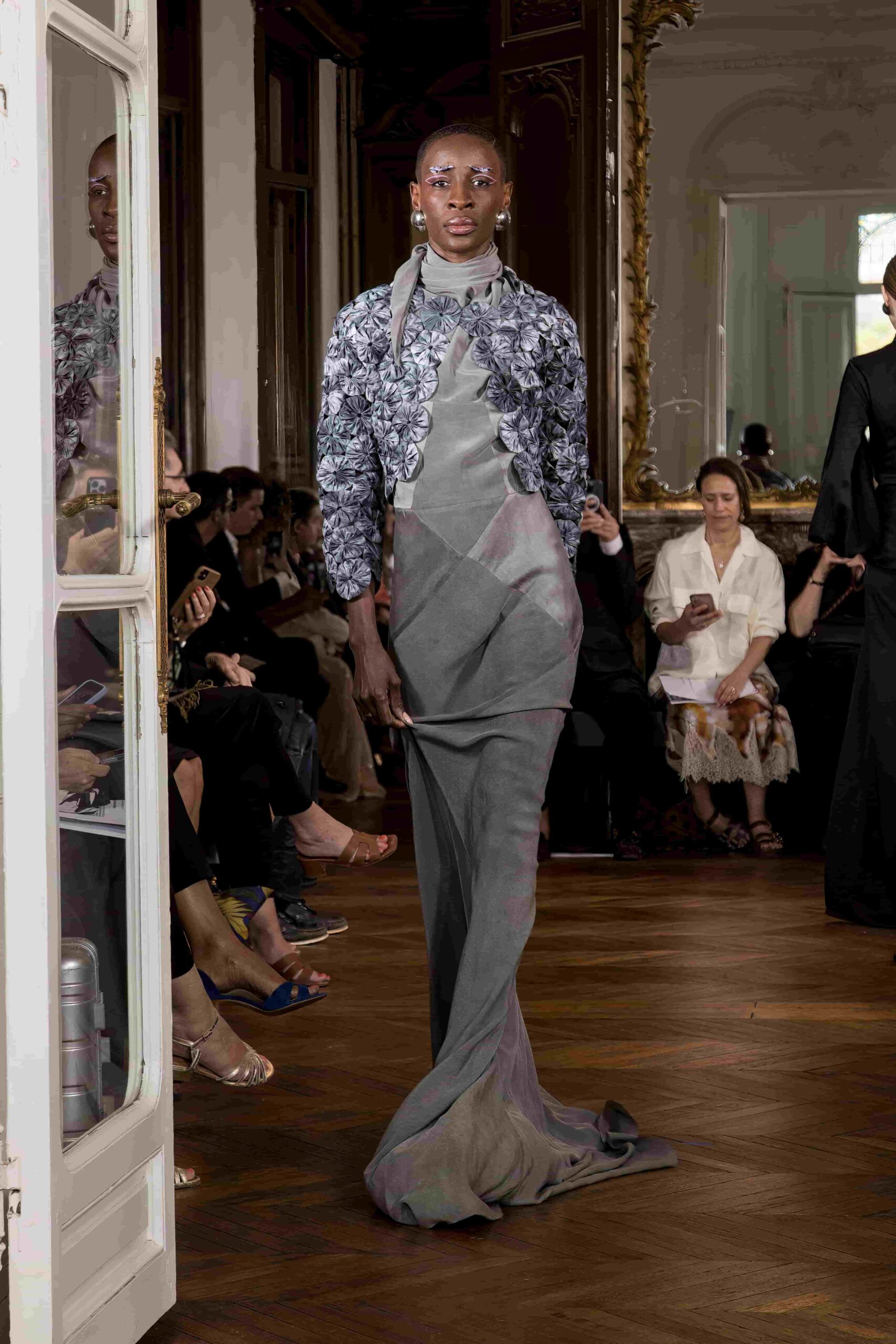 Haute couture grey jacket Imane Ayissi