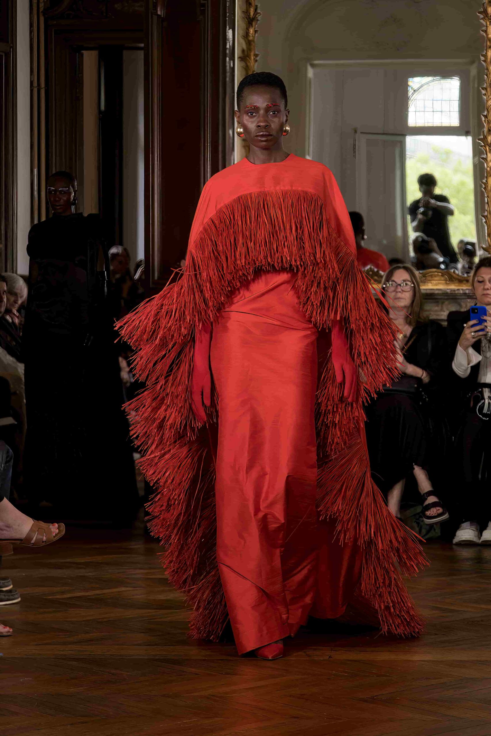 Imane Ayissi haute couture coral dress