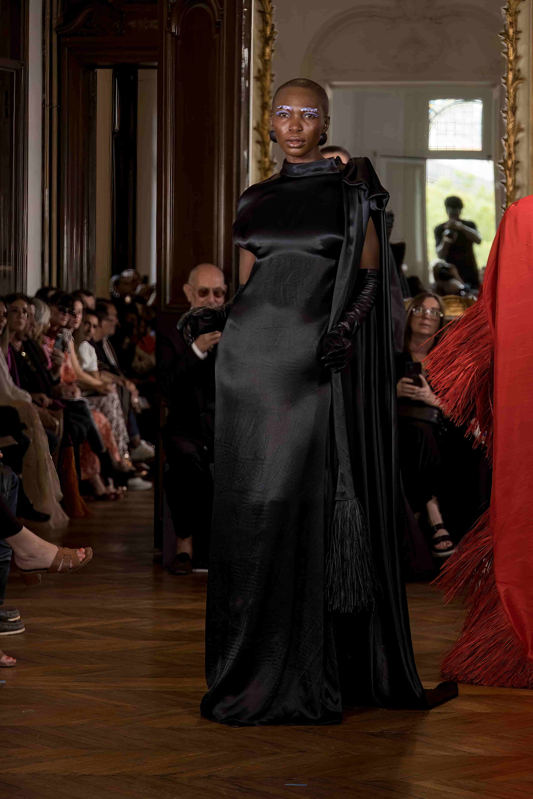 Imane Ayissi black satin haute couture dress
